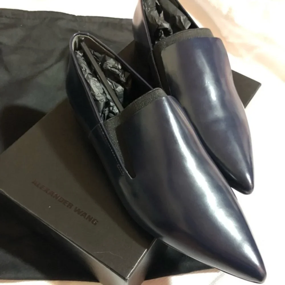 Alexander Wang Jamie‎ Flat Pointed Toe Loafer Navy